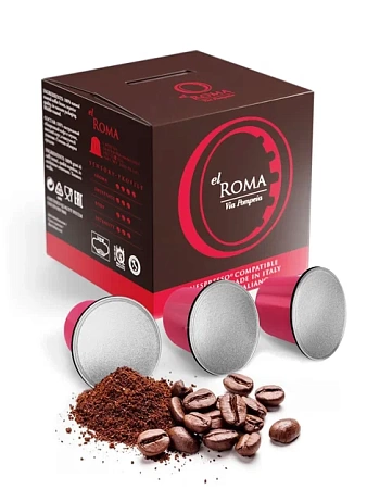 Кофе молотый в капсулах Caffe El Roma Via Pompeia, 5,5 гр x 10 шт, стандарт NESPRESSO